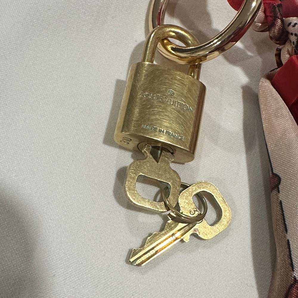 Louis Vuitton Lock and Keys with Red Tassel Scarf Keychain Bag Charm - Picture 2 of 7